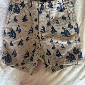 Janie and Jack Beige and Navy Sailboat Shorts